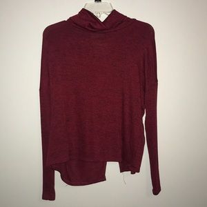 TURTLE NECK SPLIT BACK BLOUSE